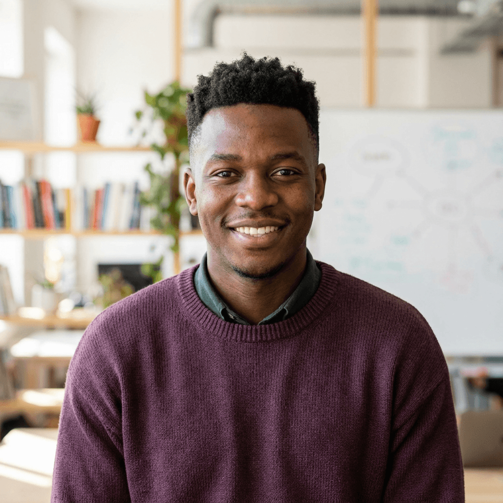 Andre Walker, delivery business owner, next to his van